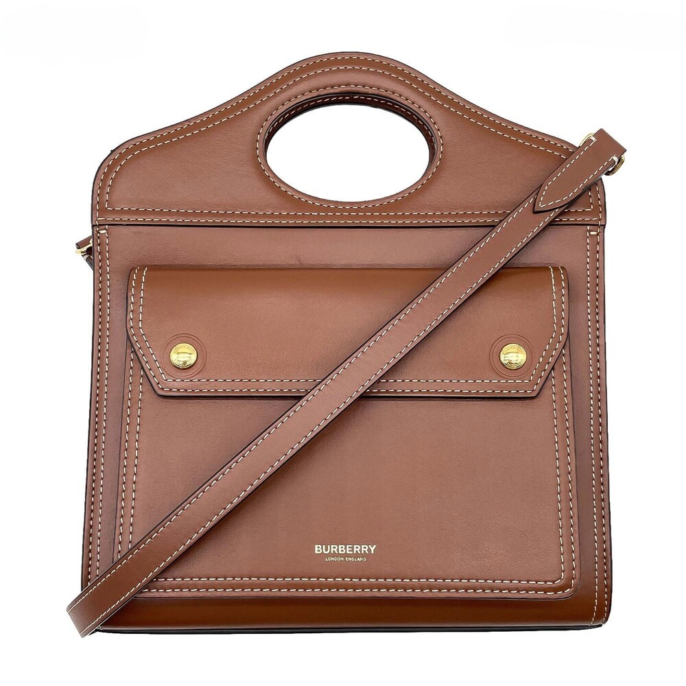 BURBERRY Mini Pocket Bag 2-Way Shoulder 8014776 Leather Brown Women's